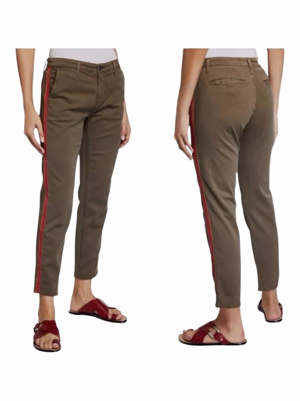 AG Adriano Goldschmied The Caden Khaki Side Stripe Tapered Pants Trouser 26R